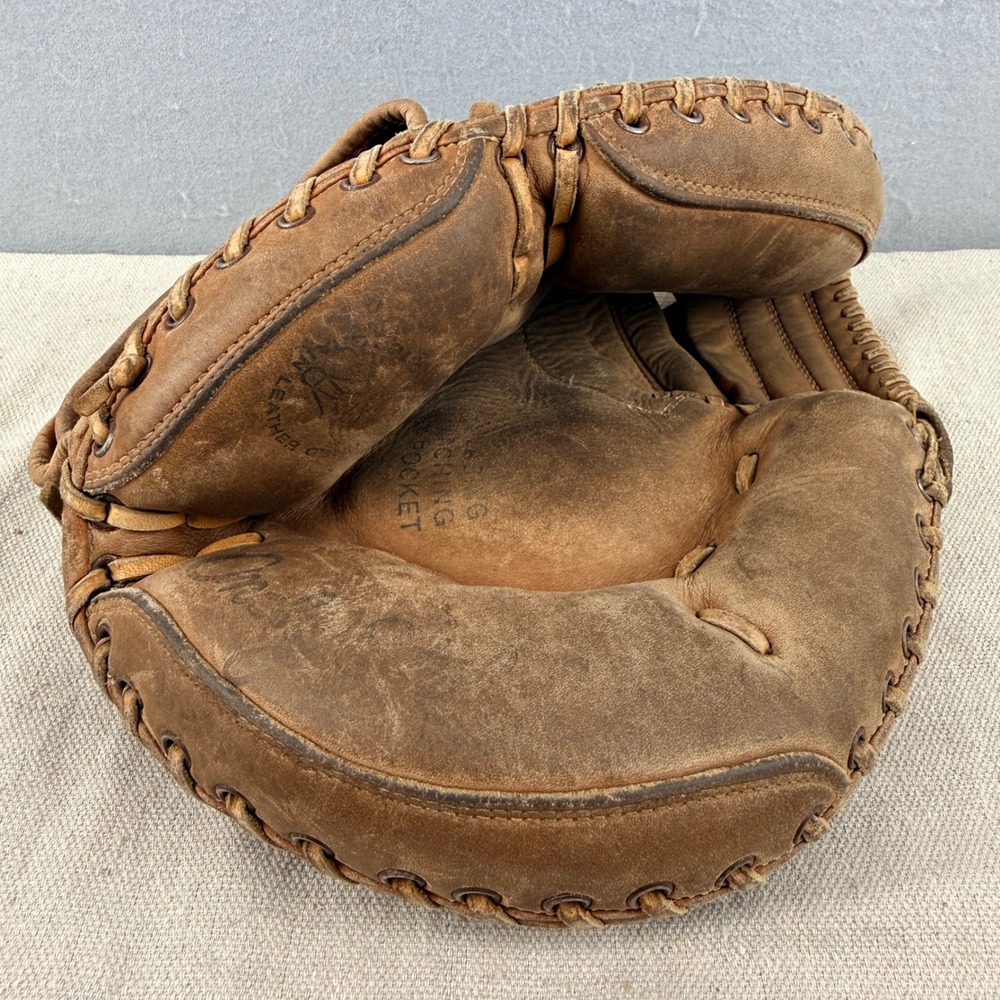 Vintage Spalding 42-7035 American National Catchers Mitt Baseball Glove Leather